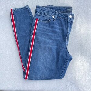 Lucky Brand Women's Ava Skinny Jeans in Blue with Red stripe Accent